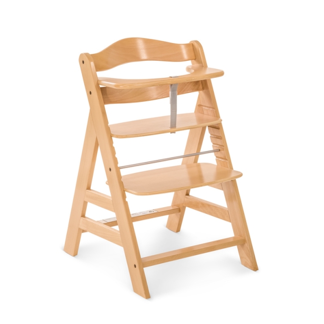 საბავშვო ხის სკამი Alpha+. შესაძლებელია გამოყენება 0 თვიდან Alpha Bouncer 2 in 1 კომბინაციაში. ხის ფერი.